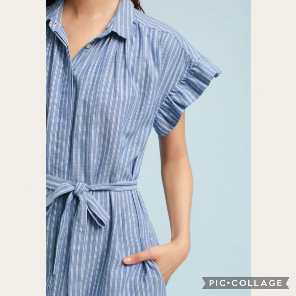 Anthropologie Isabella Sinclair Piper Flutter-Sleeve Shirtdress (Price Firm) - Picture 3 of 9